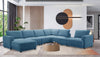 Voyage Modular 7-Piece Left-Facing Fabric Sectional with Console and Removable Back Cushions – Blue | Sofa sectionnel modulaire de gauche Voyage 7 pièces en tissu avec console et coussins de dossier amovibles - bleu