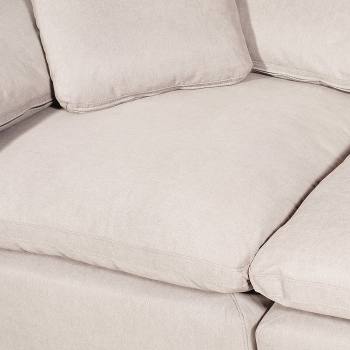 Sofa sectionnel modulaire de style cocon Eclipse 4 pièces en tissu d’apparence lin avec coussins réversibles en duvet et plumes - blanc lin