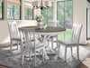 Brook 7pc Dining Set with Table & 6 Chairs, 42-54"W Extension, Round - White/Brown | Ensemble de salle à manger Brook 7 pièces avec table ronde, rallonge de 42 po à 54 po (L) et 6 chaises - blanc et brun