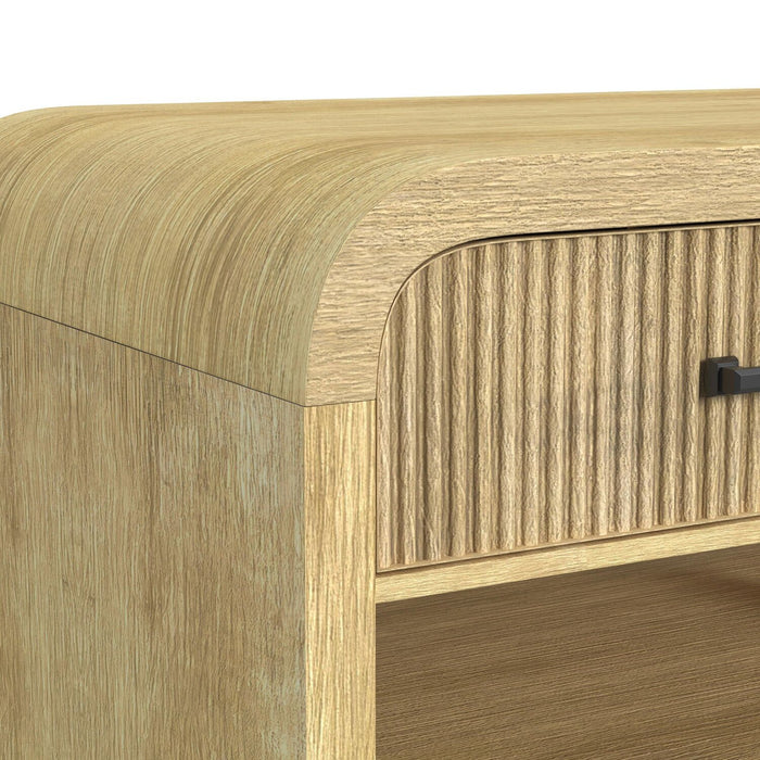 Table à café moderne Scott Living Lenore de 48 po avec rangement, tablette et roulettes - naturelle