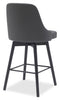 Nash Counter-Height Stool with Swivel Seat & Vegan Leather Fabric, 26"H, Wood & Metal - Charcoal | Tabouret 26 po Nash de hauteur comptoir en tissu de cuir végétalien, bois et en métal avec siège pivotant - anthracite