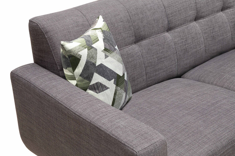 Sofa Freeman Kort & Co. de 88 po en tissu d’apparence lin avec pattes en bois et coussins de dossier capitonnés - gris anthracite