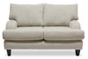 Made in Canada Nofia 58" Chenille Fabric Loveseat with Two Accent Pillows and Wood Legs - Linen Beige | Causeuse Nofia de 58 po fabriquée au Canada en tissu de chenille avec 2 coussins décoratifs et pattes en bois - beige lin