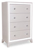 Halo Bedroom Chest of Drawers with LED Light, 4-Drawer, 32"W x 48"H, Glam - White | Commode verticale somptueuse Halo de 32 po (l) x 48 po (H) à 4 tiroirs avec éclairage à DEL pour la chambre à coucher - blanche