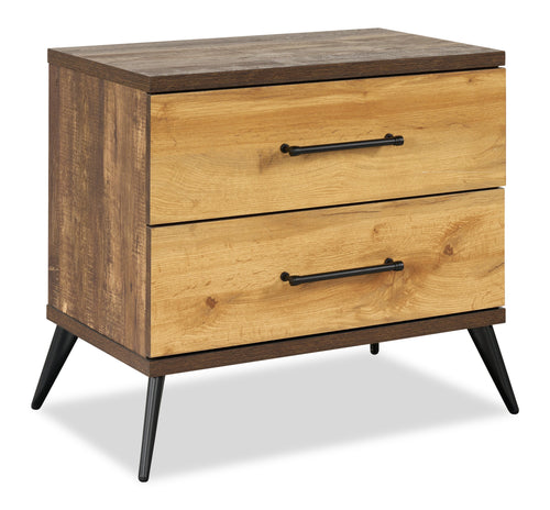  Table de nuit Silas de 26 po (L) x 23,9 po (H) à 2 tiroirs - brun rustique