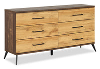 Commode de chambre à coucher Silas de 64 po (L) x 33,4 po (H) à 6 tiroirs - brun rustique