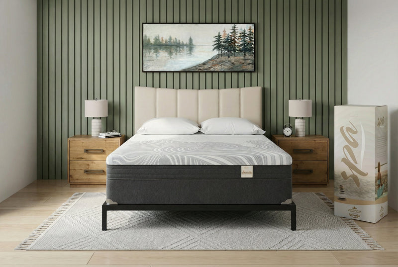 Matelas ferme à plateau-coussin dans une boîte Spa 8 de Springwall pour lit double