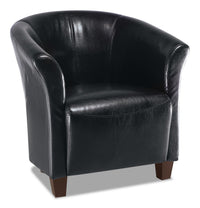  Fauteuil d’appoint Ethan de style gondole de 31 po en similicuir avec pattes en bois - noir