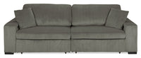 Sofa-lit double Stratus de 108 po en tissu de fausse fourrure avec coulissement électrique - gris brouillard