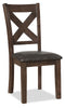 Talia Dining Chair with Vegan-Leather Fabric, Cross-Back - Grey/Brown | Chaise de salle à manger Talia en tissu de cuir végétalien avec dossier entrecroisé - gris-brun