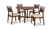 Ensemble de salle à manger Vale 5 pièces avec table ronde de 48 po (l) et 4 chaises - brun et beige