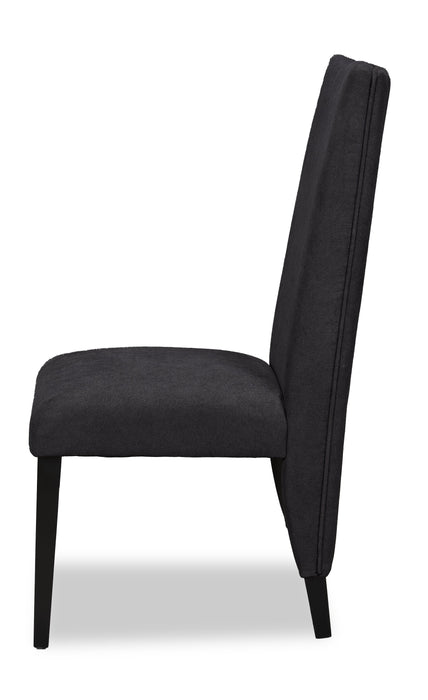 Chaise de salle à manger Vega en tissu de polyester et bois avec capitonnage à canaux - noire