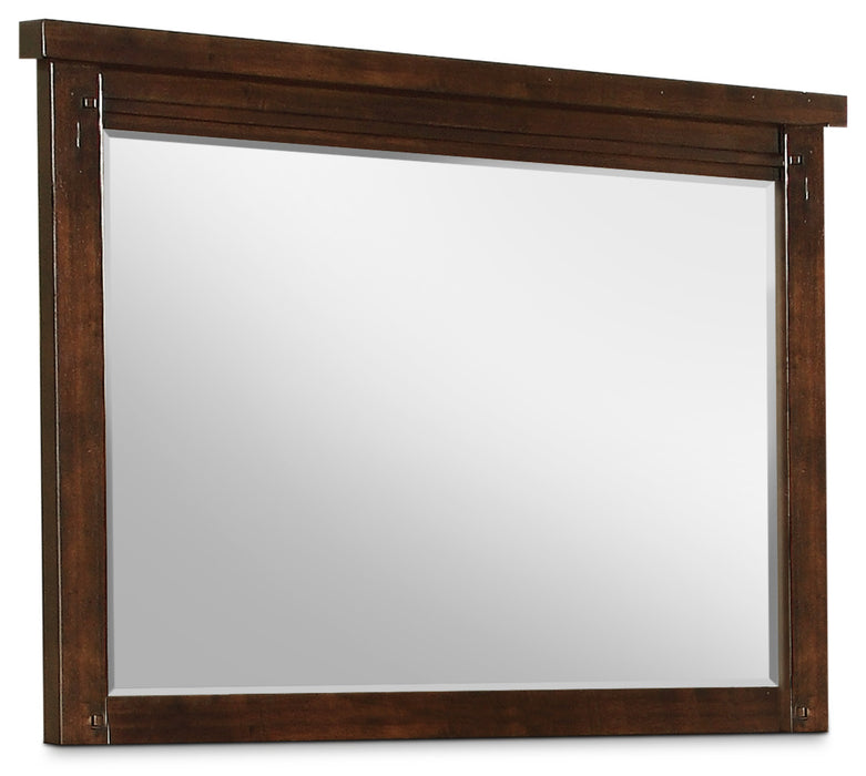 Ensemble de chambre à coucher Sonoma 5 pièces avec lit, commode et miroir, brun manguier - format lit simple