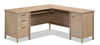 Whitaker Point 94.13" Commercial Grade L-Shaped Office Desk with Storage & Keyboard Tray - Natural Maple|Bureau en forme de L Whitaker Point de 94,13 po de qualité commerciale avec rangement et plateau pour clavier - érable naturel