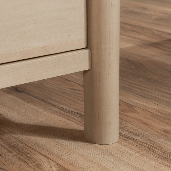 Bureau en forme de L Whitaker Point de 94,13 po de qualité commerciale avec rangement et plateau pour clavier - érable naturel