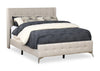 Lit rembourré Zara en tissu d’apparence lin beige avec capitonnage à boutons - format grand lit