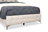 Zara Upholstered Bed in Beige Linen-Look Fabric - Button Tufted - Queen Size | Lit rembourré Zara en tissu d’apparence lin beige avec capitonnage à boutons - format grand lit
