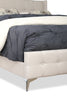 Zara Upholstered Bed in Beige Linen-Look Fabric - Button Tufted - Queen Size | Lit rembourré Zara en tissu d’apparence lin beige avec capitonnage à boutons - format grand lit
