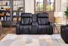 Zen 75.5" Leather-Look Fabric Power Reclining Massage Loveseat with Refrigerator Console - Black | Causeuse de massage à inclinaison électrique Zen de 75,5 po en tissu d’apparence cuir avec console réfrigérée - noire