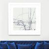 "Chalk Doodles H" Matted and Framed White 36x36 Wall Art