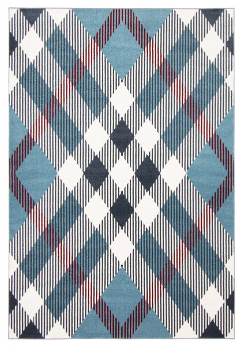 Carpette Kors bleue lavable à la machine - 5 pi 0 po x 7 pi 0 po