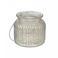 Petit bougeoir pour bougie chauffe-plats en verre de mercure côtelé