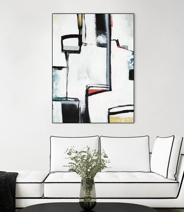Œuvre d'art murale sur toile encadrée noire « The A Line I » 18 x 24