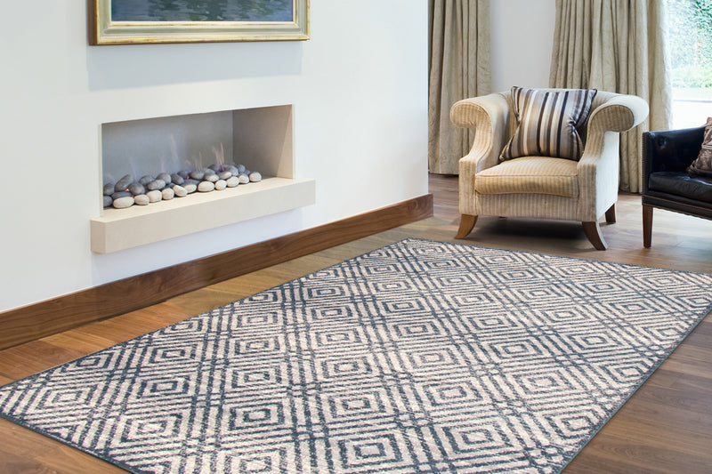 Carpette Electra couleur pétrole-argent - 7 pi 10 pox 10 pi 2 po