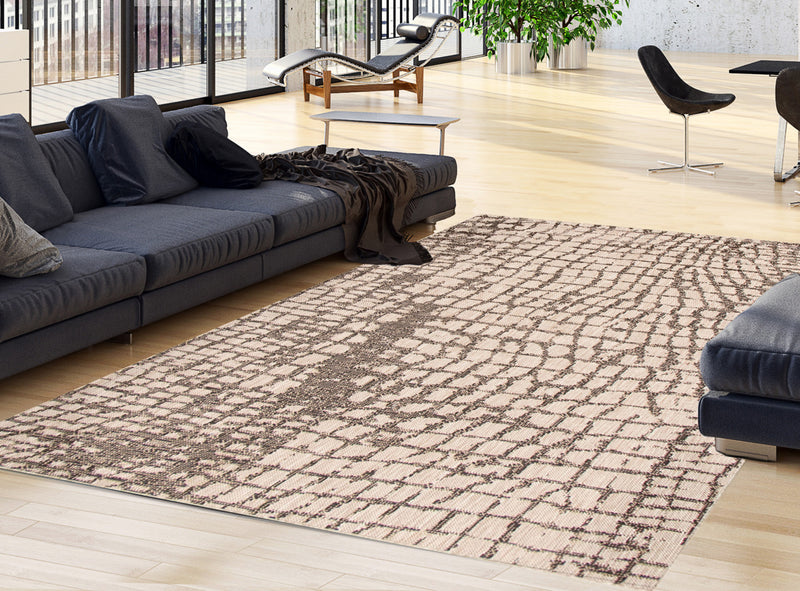 Carpette Sadie Safari argent-noir - 5 pi 3 pox 7 pi 7 po