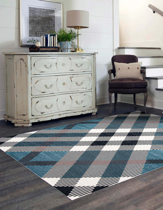 Carpette Kors bleue lavable à la machine - 5 pi 0 po x 7 pi 0 po