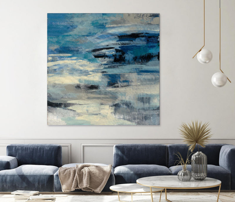 Œuvre d’art murale Giant Art « Indigo Wave » 54 x 54