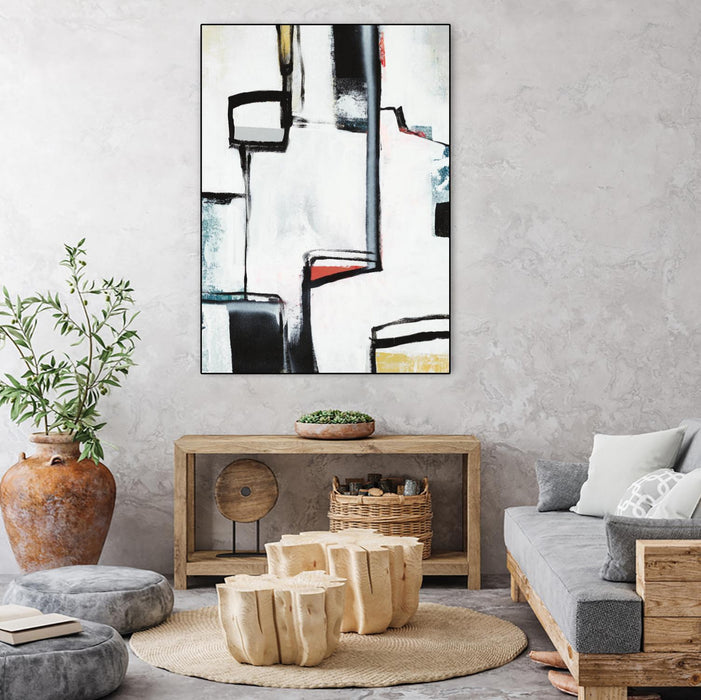 Œuvre d'art murale sur toile encadrée noire « The A Line I » 18 x 24