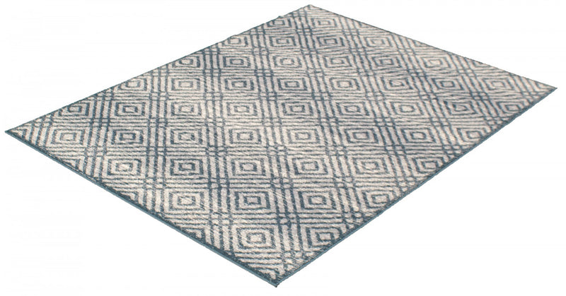 Carpette Electra couleur pétrole-argent - 7 pi 10 pox 10 pi 2 po