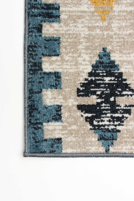 Carpette Roma taupe et bleue lavable à la machine - 6 pi 0 po x 9 pi 0 po