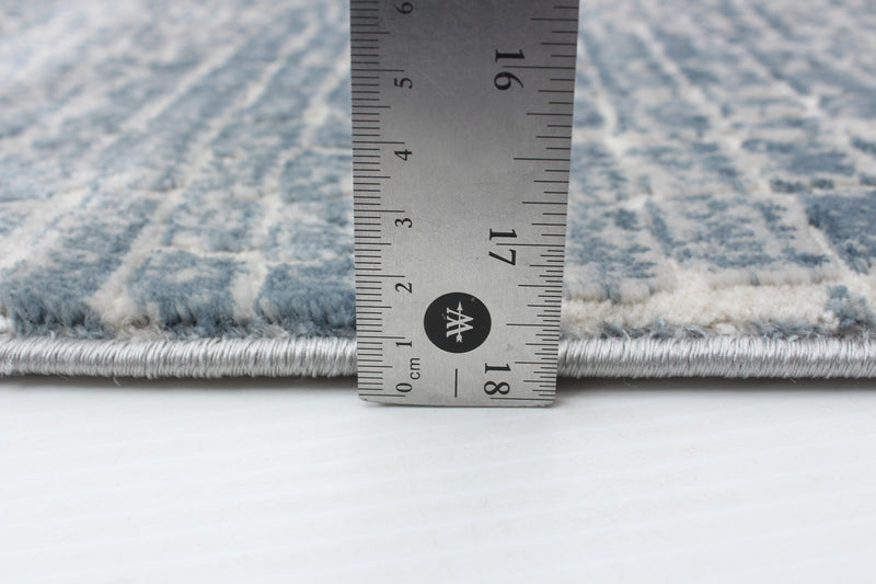 Carpette Kecia bleue/crème 5 pi 3 po x 7 pi 3 po