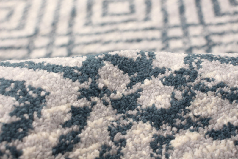 Carpette Electra couleur pétrole-argent - 7 pi 10 pox 10 pi 2 po
