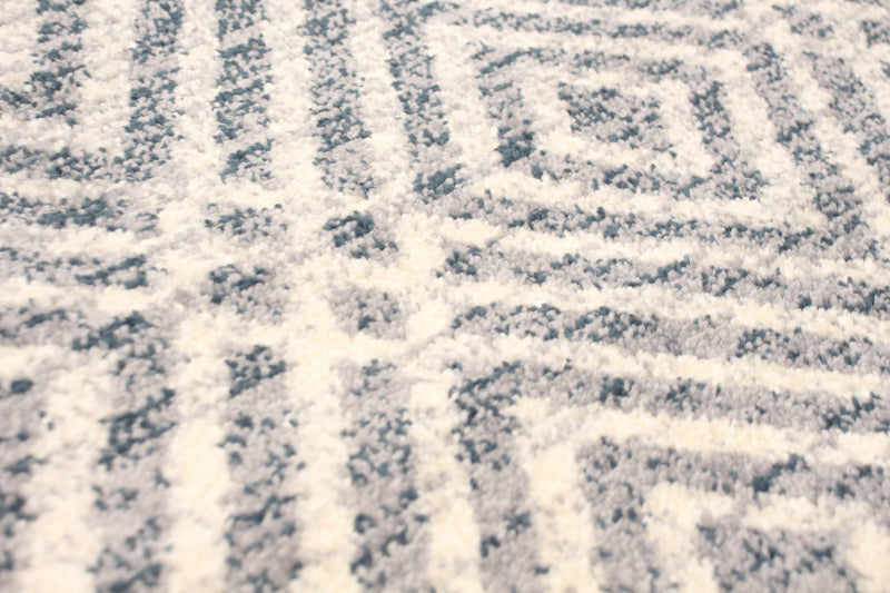 Carpette Electra argent-couleur pétrole - 7 pi 10 pox 10 pi 2 po