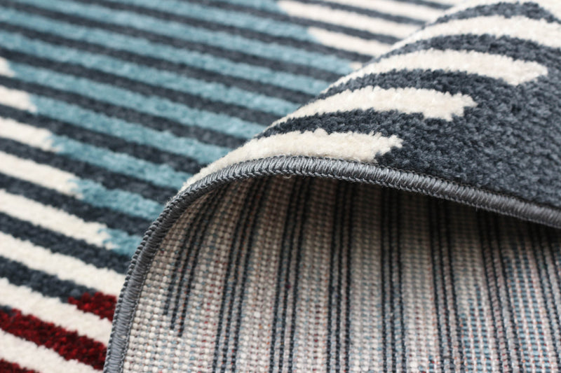 Carpette Kors bleue lavable à la machine - 5 pi 0 po x 7 pi 0 po