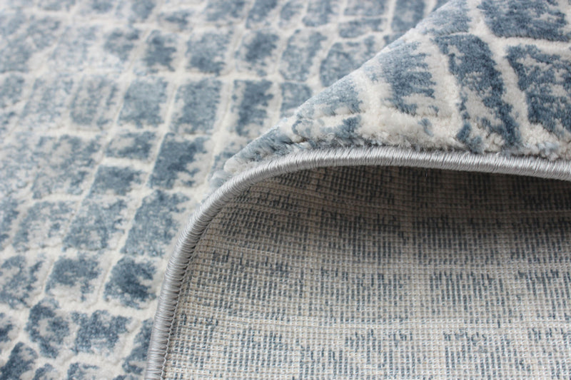 Carpette Kecia bleue/crème 5 pi 3 po x 7 pi 3 po