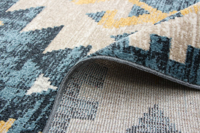 Carpette Roma taupe et bleue lavable à la machine - 6 pi 0 po x 9 pi 0 po