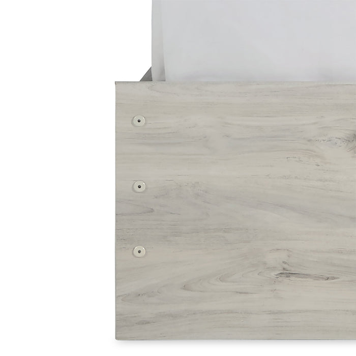 Lit à panneau Abby avec tête de lit, cadre, éclairage à DEL et port USB, blanc - format très grand lit