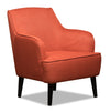 Fauteuil d’appoint Aimy de 28 po en tissu d’apparence lin avec pattes cylindriques en bois - orange