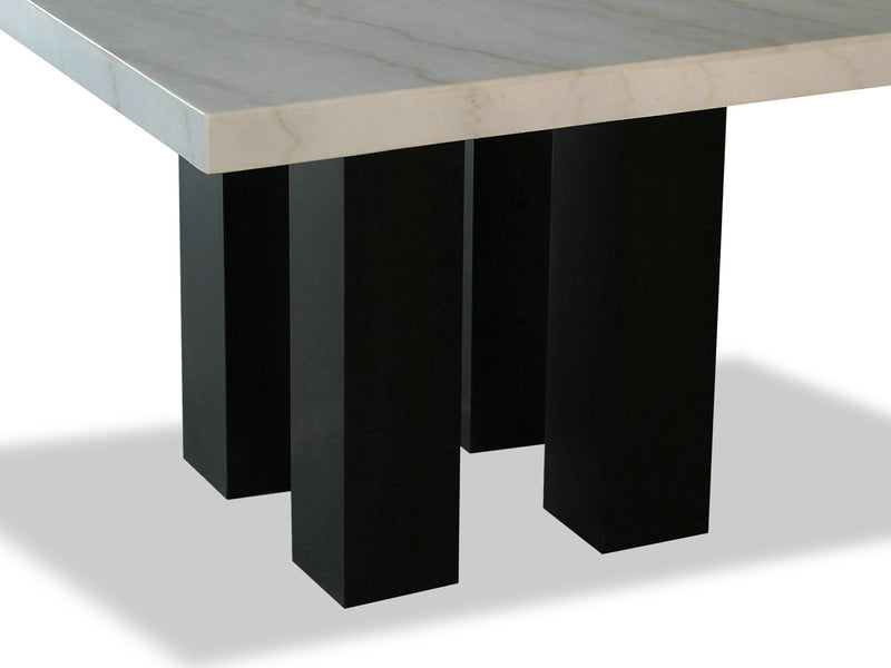 Ensemble de salle à manger Cami 7 pièces de hauteur comptoir avec table carrée de 54 po (L) avec dessus en marbre véritable et 6 chaises noires