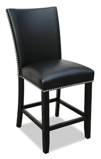  Chaise de salle à manger Cami de hauteur comptoir en tissu en similicuir - noire