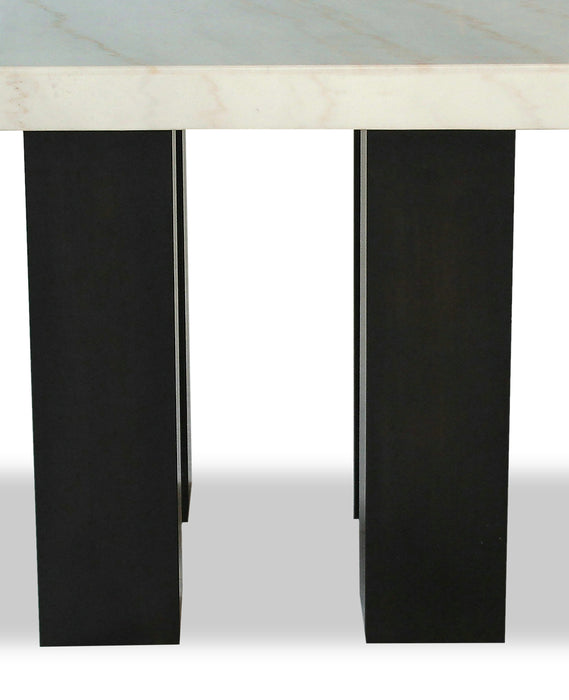 Ensemble de salle à manger Cami 7 pièces de hauteur comptoir avec table carrée de 54 po (L) avec dessus en marbre véritable et 6 chaises grises