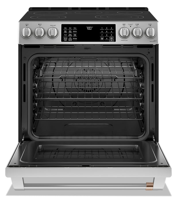 Cuisinière intelligente électrique Café de 5,7 pi³ avec convection européenne véritable et grilles autonettoyantes - acier inoxydable - CCES700P2MS1