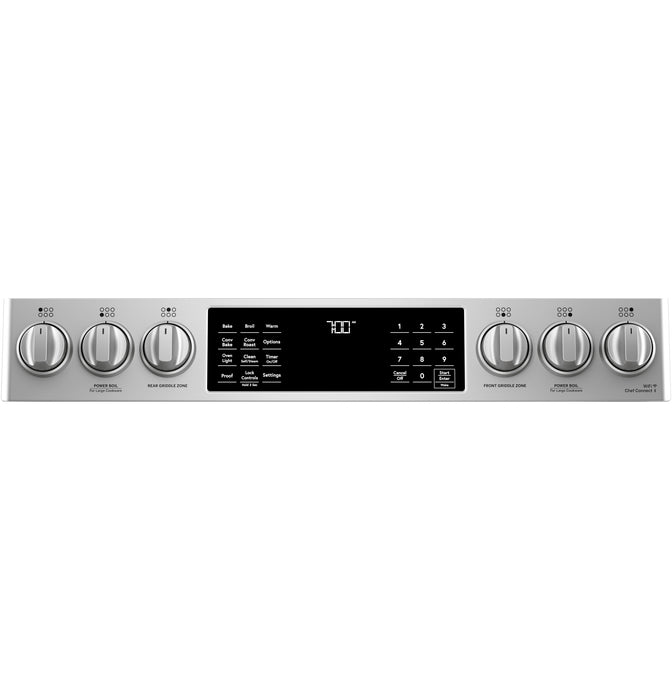 Cuisinière intelligente à gaz Café de 5,6 pi³ avec convection européenne véritable et grilles autonettoyantes - acier inoxydable - CCGS700P2MS1