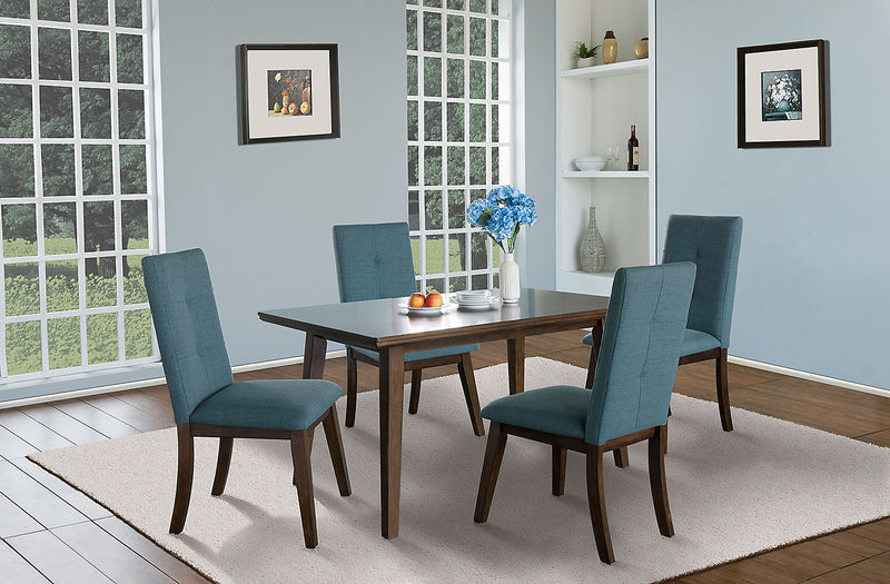 Chaise de salle à manger Chelsea en tissu d’apparence lin - bleu turquoise