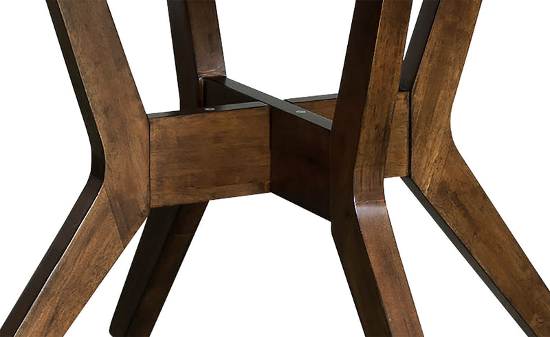 Ensemble de salle à manger Chelsea 5 pièces avec table ronde de 48 po (L) et 4 chaises bleues - brun noyer