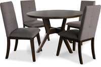 Ensemble de salle à manger Chelsea 5 pièces avec table ronde de 48 po (L) et 4 chaises brunes - brun noyer